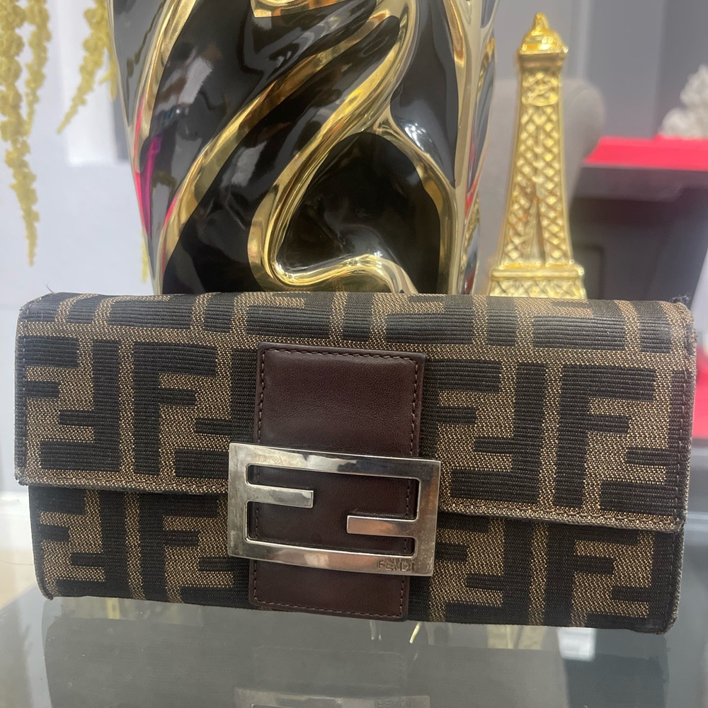 Fendi Black and Brown Monogram Wallet